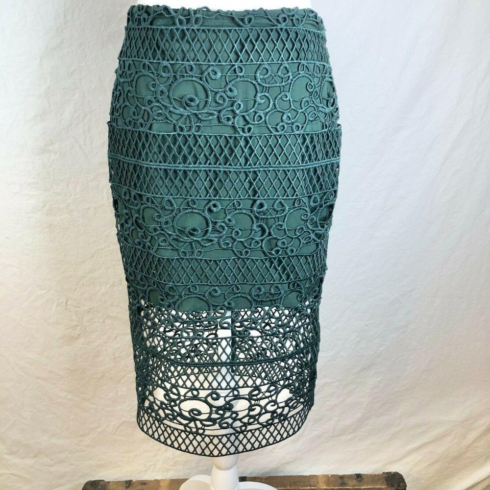 Express Lace Textured Green Pencil Skirt Size 6